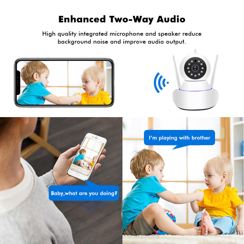 HomeUp™ Wi-Fi Home Security Camera Baby Monitor with Night Vision Motion Detector and Two-Way Audio