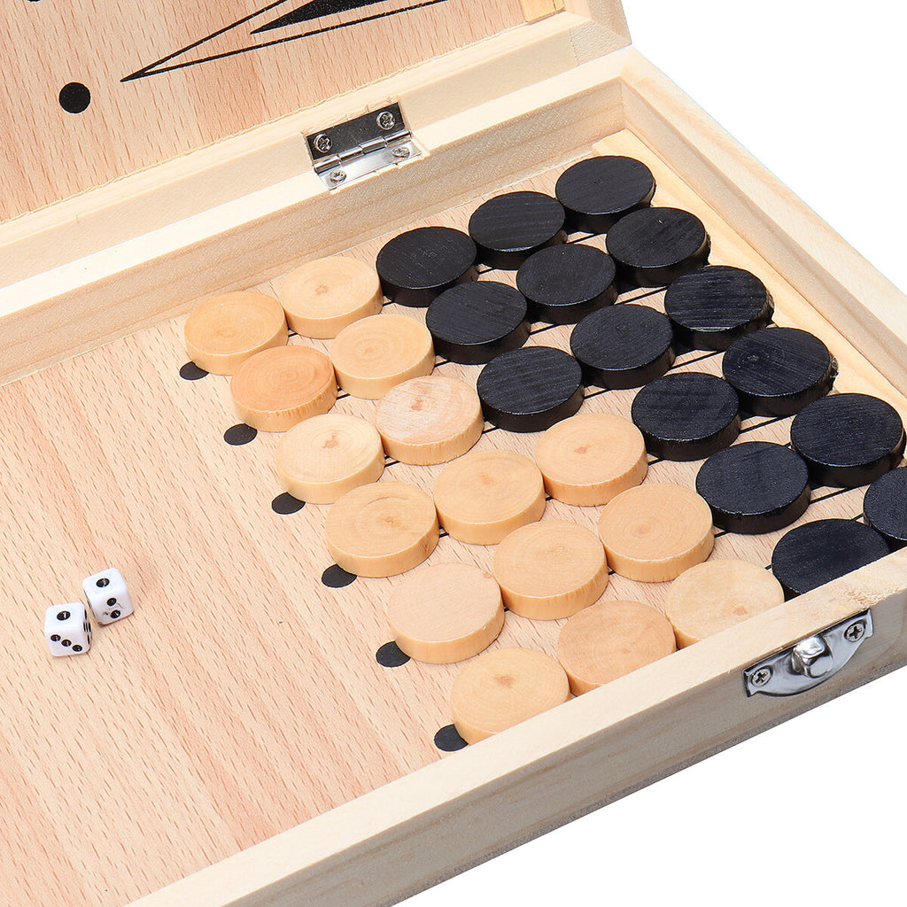 Checkers pieces Wooden Chess Checkers Backgammon Set